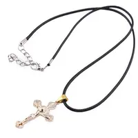 Colier cu pandantiv cruce cu Iisus auriu rose, 44mm