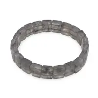 Bratara lata cuart gri pe elastic, dreptunghiuri