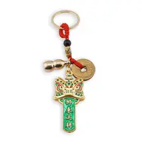 Breloc Feng Shui cu dragon verde si mantra pentru flux financiar, premium