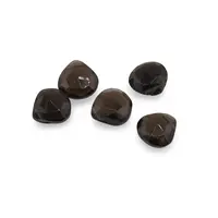 Briolete fatetate Cuart fumuriu dark - Flat briolette, 5 buc