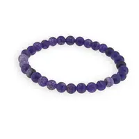 Bratara din Agat Mov 6mm, pe elastic, 19cm, sfere mate