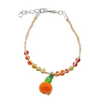 Bratara din fibre naturale cu margele colorate si accesoriu piersica