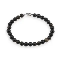 Bratara Obsidian negru auriu sfere 6mm