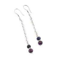 Cercei cu agatatoare Safir discuri fatetate 5-6mm si Rubin sfere fatetate 7mm