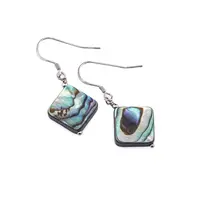 Cercei cu agatatoare Scoica Abalone romb 15mm cu Argint 925