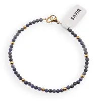 Bratara Safir sfere fatetate 3mm si bumbi aurii