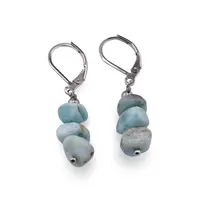 Cercei cu agatatoare Larimar freeform 8-10mm