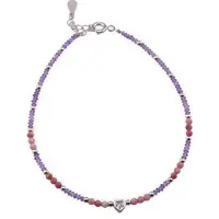 Bratara Ametist discuri fatetate 2mm si Rodonit roz sfere fatetate 2mm cu Argint 925