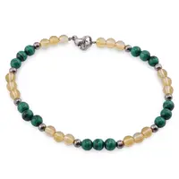 Bratara Citrin si Malachit natural sfere, 4mm