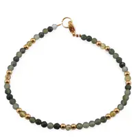 Bratara Jad sfere fatetate si Peridot sfere cu bumbi aurii, 3mm