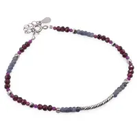 Bratara Safir si Granat discuri fatetate 3mm si Rubin sfere fatetate 2mm cu Argint 925