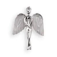 Pandantiv inger argintiu cu Cristal de stanca, 33mm