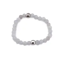 Inel pe elastic cu Acvamarin si argint 925, sfere fatetate 2mm
