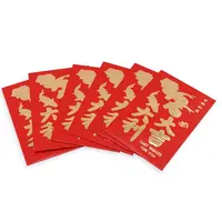 Plic rosu chinezesc Pesti Koi si simboluri florale, 6 buc