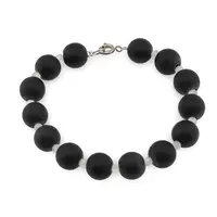 Bratara Piatra lunii si Onix negru mat sfere, 3-10mm