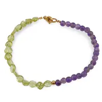 Bratara Ametist sfere 4mm si Peridot banuti 3-4mm cu bumb auriu