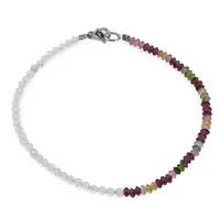 Bratara Cristal de stanca sfere fatetate si Turmalina multicolora discuri fatetate, 3mm