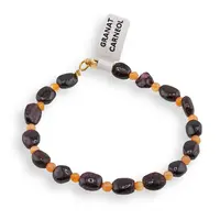 Bratara Granat neregulat 7-8mm si Carneol sfere 3mm