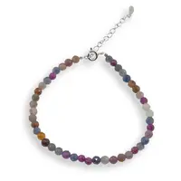 Bratara Safir multicolor si Rubin sfere fatetate 4mm cu Argint 925