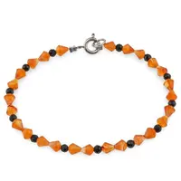 Bratara Turmalina neagra sfere fatetate 3mm si Carneol fatetat 4-5mm