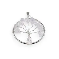 Pandantiv Pomul vietii argintiu cu pietre chips Ametist lavanda, 35mm