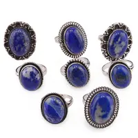 Inel reglabil cu montura argintie Lapis lazuli
