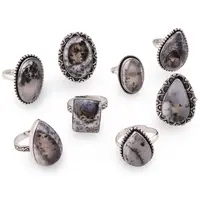 Inel reglabil cu montura argintie Opal dendritic
