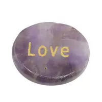 Cristal slefuit Ametist cu afirmatie gravata - Love