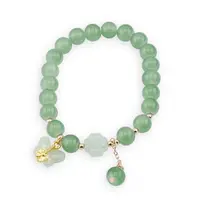 Bratara pe elastic cu Aventurin sfere 8mm si charm floare si fluture