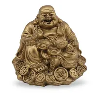 Statueta Feng Shui Buddha vesel cu pepita din rasina, 6cm