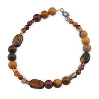 Bratara Mookait sfere 6mm, Ochi de tigru neuniform 12mm, Carneol sfere 4mm si Hematit auriu