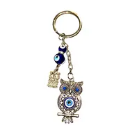 Breloc feng shui Bufnita cu charm si ochi protectori