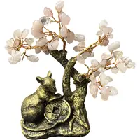 Copac cu pietre de Cuart roz si statueta Sobolan