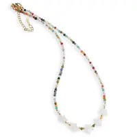 Colier mix cristale discuri 3mm , bumbi aurii si stelute Sidef