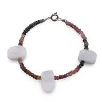 Bratara Acvamarin 14-15mm si Turmalina multicolora heishi 3mm