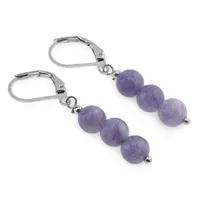 Cercei cu agatatoare Angelit violet sfere, 6mm