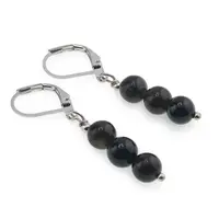 Cercei cu agatatoare Obsidian auriu sfere, 6mm