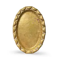 Platou oval vintage din alama ciocanit manual, model margine reliefata, 36cm