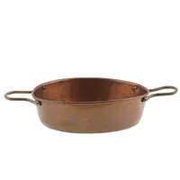 Tava rotunda vintage din cupru cu manere laterale, 13cm