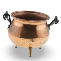 Ceaun mic din cupru vintage, model cupru cu picioare aurii, 8cm