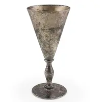 Pocal metalic vintage, model argintiu cu patina, 17cm
