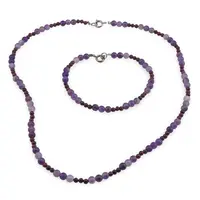 Set bratara si colier Granat si Ametist sfere, 3-5mm
