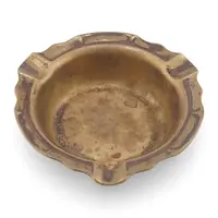 Scrumiere vintage din alama, forma rotunda cu patru suporturi, 14cm