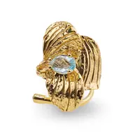 Inel din argint 925 placat cu aur 14k reglabil cu Topaz, model petale