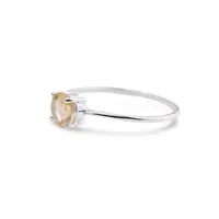 Inel din argint 925 subtire cu Citrin incrustat, marimea 59 - montura tip prong