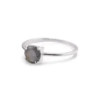Inel din argint 925 subtire cu Labradorit, marimea 54 - montura tip prong