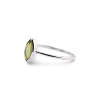 Inel din argint 925 subtire cu Peridot, marimea 60 - montura oval ascutita