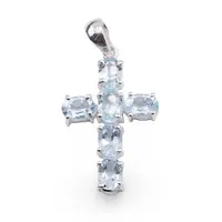 Pandantiv din argint 925 cruce cu cristale incrustate Topaz, 40mm