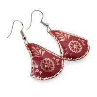 Cercei din cupru clopot, model mandala rosie Cercei din cupru clopot, model mandala rosie