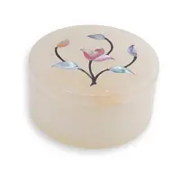 Caseta de bijuterii din Onix de Pakistan cu flori din Sidef - 10cm Caseta de bijuterii din Onix de Pakistan cu flori din Sidef - 10cm